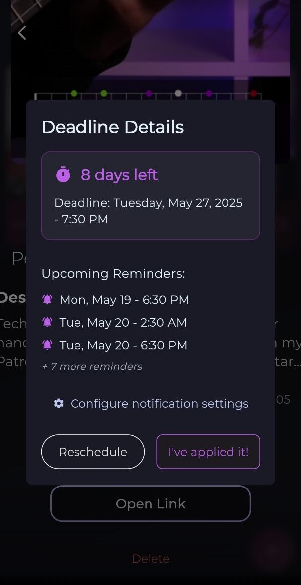 Deadline details